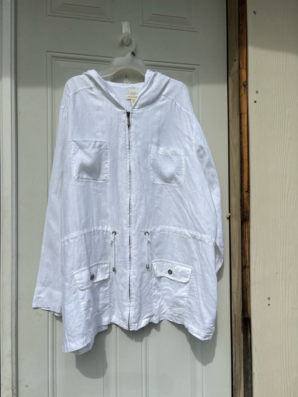 Cynthia Rowley White Hooded Utility Jacket